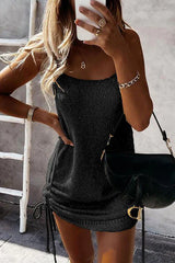 Heididress High Waist Side Drawstring Solid Dress