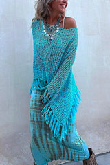 Heididress Stylish Hollow Out Tassel Poncho Sweater(in 2 Colors)