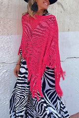 Heididress Stylish Hollow Out Tassel Poncho Sweater(in 2 Colors)
