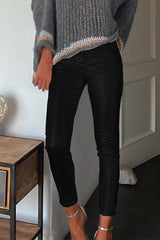 Heididress Slim Fit Faux Leather Leggings Pants with Pockets