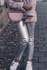 Fashion Style Faux Leather Pants with Pockets