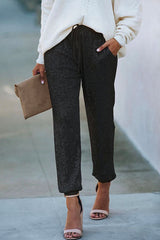Heididress Tie Waist Sequin Joggers Pants with Pockets