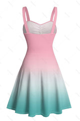Gradient Palm Tree Summer Dress – Casual Beach Holiday A-Line Sundress