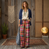 Vintage Plaid Pants – Bold & Stylish Wide-Leg Fit
