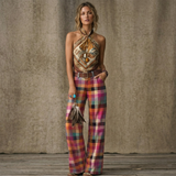 Vintage Plaid Pants – Bold & Stylish Wide-Leg Fit