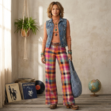 Vintage Plaid Pants – Bold & Stylish Wide-Leg Fit