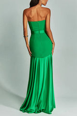 Heididress Mesh V Neck Strapless Splice Flare Maxi Party Dress