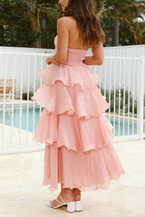 Heididress Strapless Ruffle Layered Maxi Dress