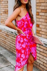 Heididress One Shoulder Waisted Ruched Floral Dress