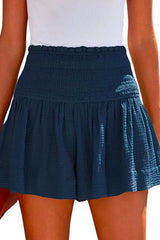 Heididress Elastic Smocked Waist Wide Leg Solid Shorts