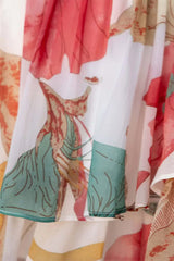 One Shoulder Sleeveless Floral Print Ruffle Layered Mini Dress