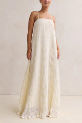Adjustable Strap Crinkled Loose Fit Maxi Dress