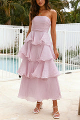 Heididress Strapless Ruffle Layered Maxi Dress