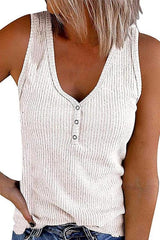 Heididress Carrie V Neck Buttons Sleeveless Top