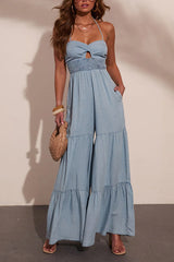 Prairie Aurora Halter Neck Chambray Jumpsuit