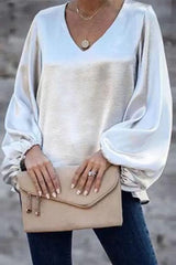 Heididress Taina V Neck Lantern Sleeve Top