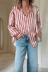 Heididress Long Sleeves Button Down Striped Blouse Shirt