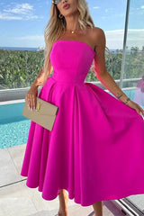 Heididress Strapless Open Back Waisted Swing Midi Dress