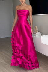 Heididress Strapless Waisted Polka Dot Applique Maxi Party Dress