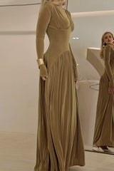 Heididress V Neck Long Sleeves Waisted Velvet Maxi Dress