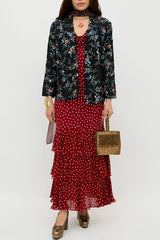 Vintage Red Polka Dot Ruffle Maxi Dress – Romantic Boho Summer Dress with Tiered Hem