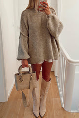 Heididress Drop Shoulder Plain Casual Pullover Sweater