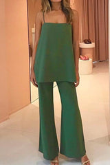 Heididress Solid Cami Top Wide Leg Pants Set