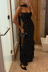 Heididress Ruffle Hem Polka Dot Maxi Cami Dress