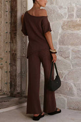 Elastic Waist Wide Leg Knit Pants