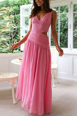 Heididress V Neck Sleeveless Cut Out Swing Maxi Dress