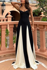 Heididress Spaghetti Strap Color Block Swing Maxi Party Dress