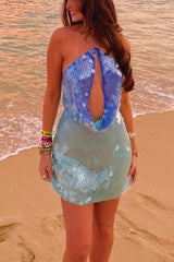 Heididress Halter Cut Out Open Back Sequin Mini Dress
