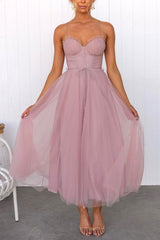 Heididress Backless Tie Waist Mesh Swing Maxi Cami Dress