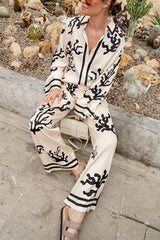 Heididress Wide Leg Reef Print Satin Pants