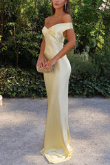 Heididress Off Shoulder Backless Cut Out Satin Maxi Dress