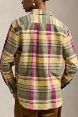 Loose-Fitting Cotton Plaid Shirt