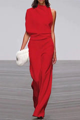 Heididress Cowl Neck One Shoulder Batwing Sleeve Party Suit