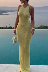 Heididress U Neck Sleeveless Sequin Bodycon Maxi Dress