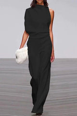 Heididress Cowl Neck One Shoulder Batwing Sleeve Party Suit