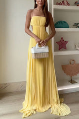 Heididress Spaghetti Strap Back Cut Out Pleated Maxi Dress