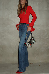 Heididress Mid Rise Pocketed Straight Leg Denim Pants