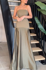 Heididress Strapless Patchwork Flare Gown Maxi Party Dress