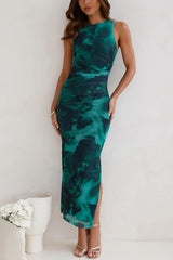 Heididress Sleeveless Side Slit Printed Bodycon Midi Dress