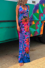 Heididress Strappy Backless Tie Dye Maxi Dress