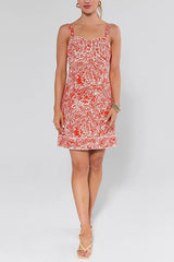 Sleeveless Printed Mini Holiday Dress