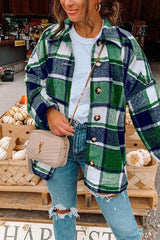Heididress Drop Shoulder Button Up Plaid Shirt Coat
