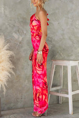 Heididress Ruffle One Shoulder Floral Print Bodycon Maxi Dress