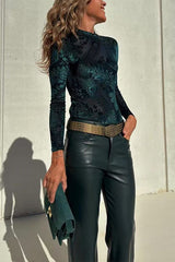 Crewneck Long Sleeves Printed Bodysuit