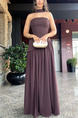 Heididress Strapless Tube Back Lace-up Slit Splice Maxi Party Dress