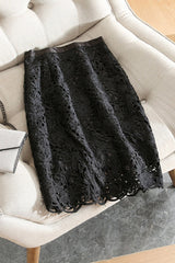 Heididress High Rise Lace Hollow Out Midi Skirt
